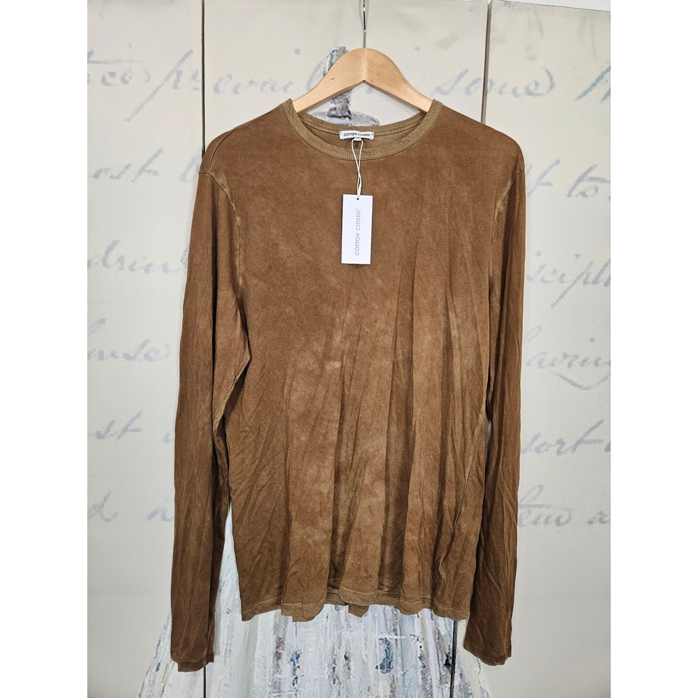 Cotton Citizen Mens Supima Cotton Long Sleeve T-Shirt Mineral Wash Brown M NEW